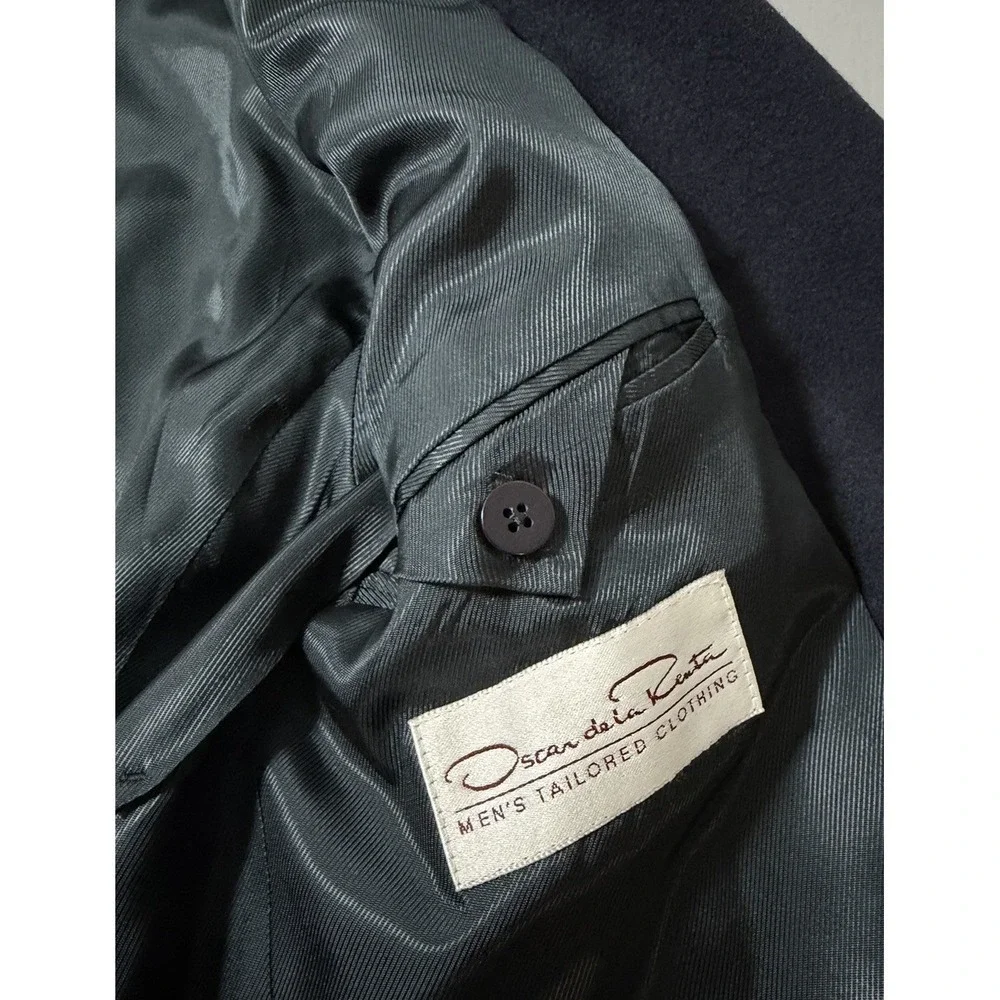 Oscar De La Renta Mens Wool Cashmere Blazer Sports Coat Jacket Dark Blue 42R